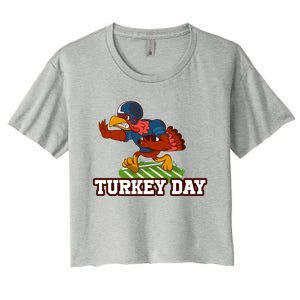 Thanksgiving Turkey Football Gift Women's Crop Top Tee