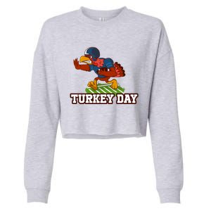 Thanksgiving Turkey Football Gift Cropped Pullover Crew