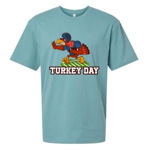 Thanksgiving Turkey Football Gift Sueded Cloud Jersey T-Shirt