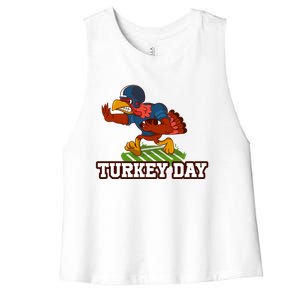 Thanksgiving Turkey Football Gift Women's Racerback Cropped Tank