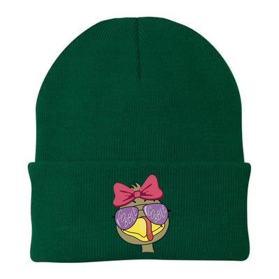 Thanksgiving Turkey Face With Gobble Sunglasses & Bow Knit Cap Winter Beanie