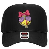 Thanksgiving Turkey Face With Gobble Sunglasses & Bow High Crown Mesh Back Trucker Hat