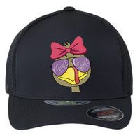 Thanksgiving Turkey Face With Gobble Sunglasses & Bow Flexfit Unipanel Trucker Cap