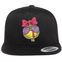 Thanksgiving Turkey Face With Gobble Sunglasses & Bow Flat Bill Trucker Hat