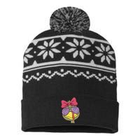 Thanksgiving Turkey Face With Gobble Sunglasses & Bow USA-Made Snowflake Beanie