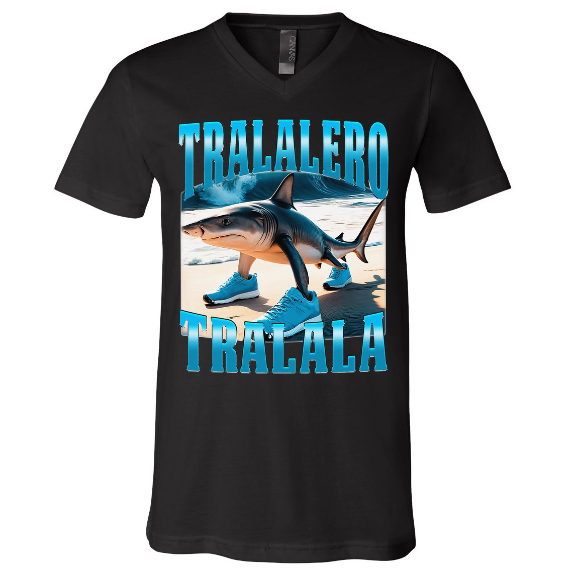 Tralalero Tralala Funny Italian Brainrot Shark Meme Bootleg V-Neck T-Shirt