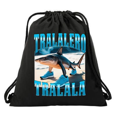 Tralalero Tralala Funny Italian Brainrot Shark Meme Bootleg Drawstring Bag