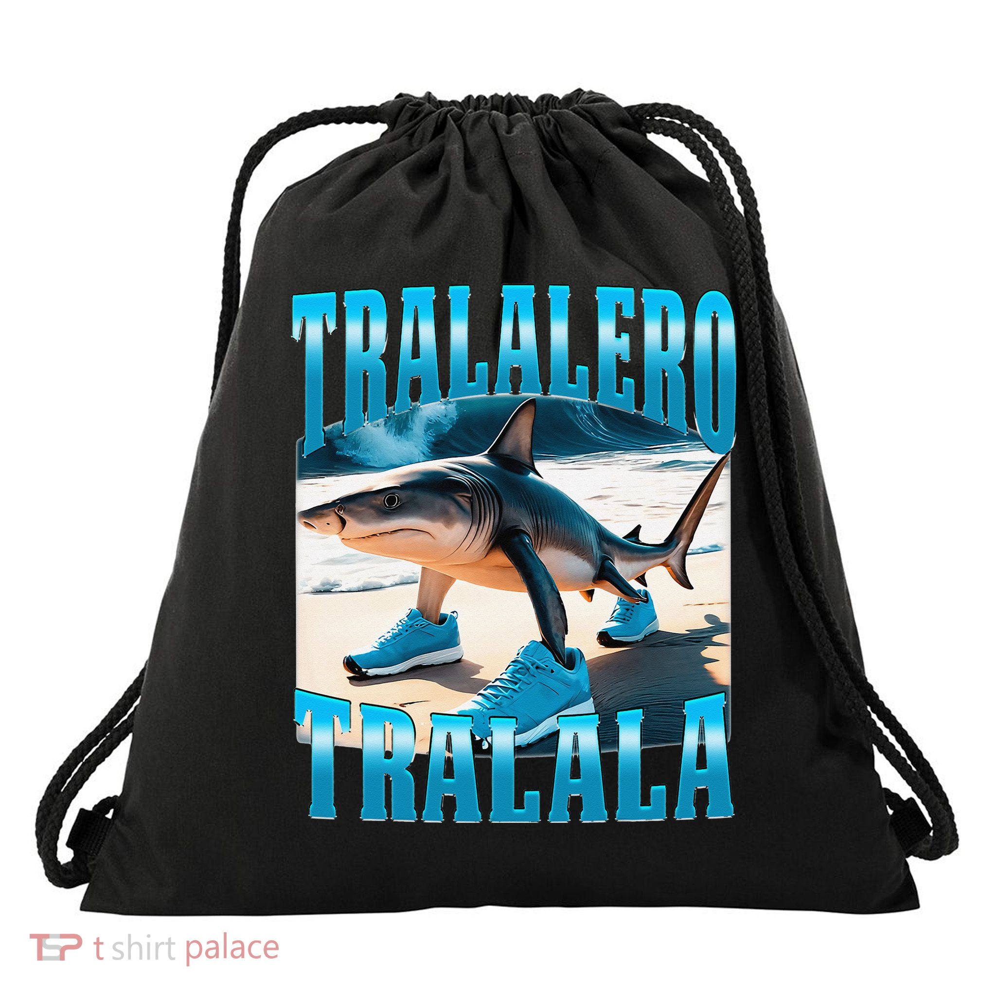Tralalero Tralala Funny Italian Brainrot Shark Meme Bootleg Drawstring Bag