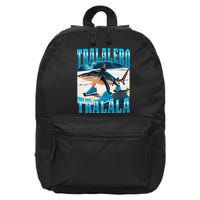 Tralalero Tralala Funny Italian Brainrot Shark Meme Bootleg 16 in Basic Backpack