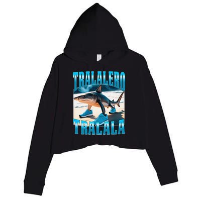 Tralalero Tralala Funny Italian Brainrot Shark Meme Bootleg Crop Fleece Hoodie