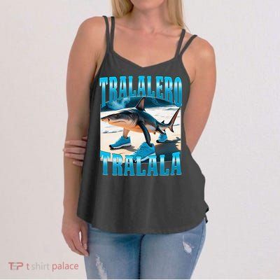 Tralalero Tralala Funny Italian Brainrot Shark Meme Bootleg Women's Strappy Tank