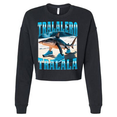 Tralalero Tralala Funny Italian Brainrot Shark Meme Bootleg Cropped Pullover Crew