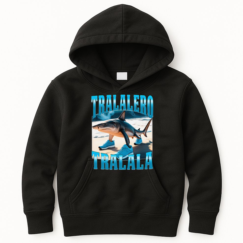 Tralalero Tralala Funny Italian Brainrot Shark Meme Bootleg Kids Hoodie