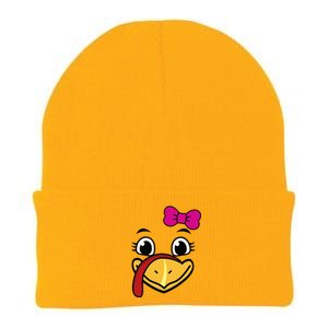 Thanksgiving Turkey Face Funny Bow Knit Cap Winter Beanie