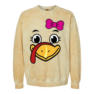 Thanksgiving Turkey Face Funny Bow Colorblast Crewneck Sweatshirt