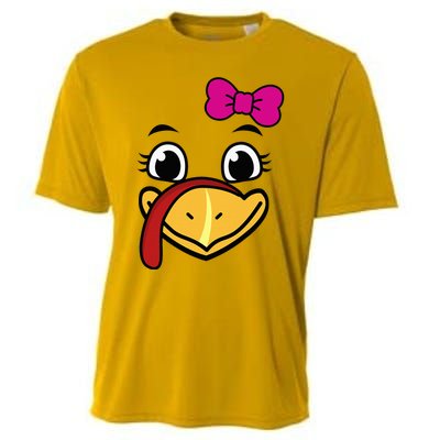 Thanksgiving Turkey Face Funny Bow Cooling Performance Crew T-Shirt