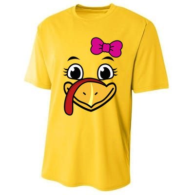 Thanksgiving Turkey Face Funny Bow Performance Sprint T-Shirt