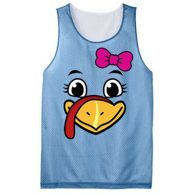 Thanksgiving Turkey Face Funny Bow Mesh Reversible Basketball Jersey Tank