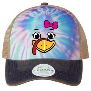 Thanksgiving Turkey Face Funny Bow Legacy Tie Dye Trucker Hat