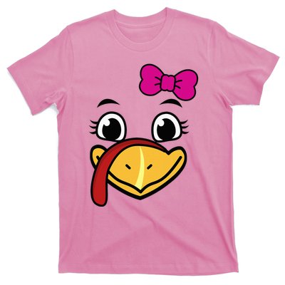 Thanksgiving Turkey Face Funny Bow T-Shirt