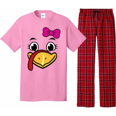 Thanksgiving Turkey Face Funny Bow Pajama Set