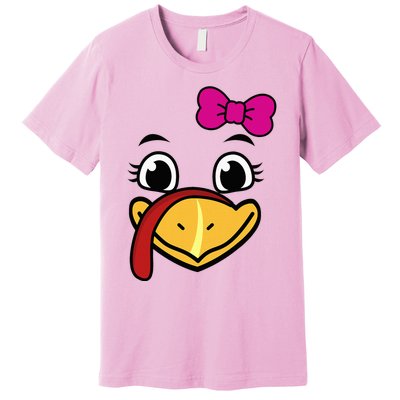 Thanksgiving Turkey Face Funny Bow Premium T-Shirt