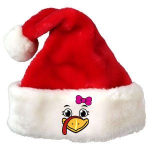 Thanksgiving Turkey Face Funny Bow Premium Christmas Santa Hat