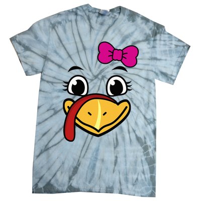 Thanksgiving Turkey Face Funny Bow Tie-Dye T-Shirt