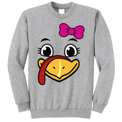 Thanksgiving Turkey Face Funny Bow Sweatshirt