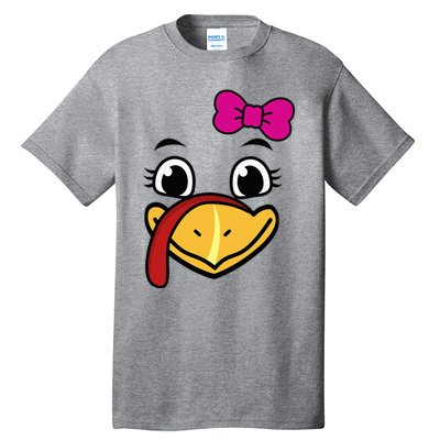 Thanksgiving Turkey Face Funny Bow Tall T-Shirt