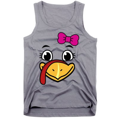 Thanksgiving Turkey Face Funny Bow Tank Top