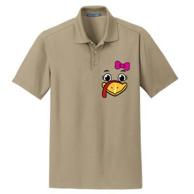 Thanksgiving Turkey Face Funny Bow Dry Zone Grid Polo