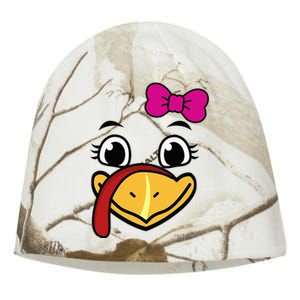 Thanksgiving Turkey Face Funny Bow Kati - Camo Knit Beanie