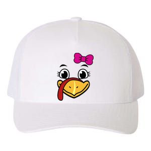 Thanksgiving Turkey Face Funny Bow Yupoong Adult 5-Panel Trucker Hat