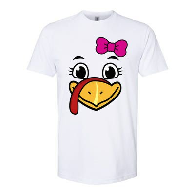 Thanksgiving Turkey Face Funny Bow Softstyle CVC T-Shirt