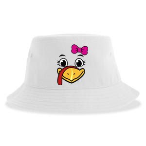 Thanksgiving Turkey Face Funny Bow Sustainable Bucket Hat