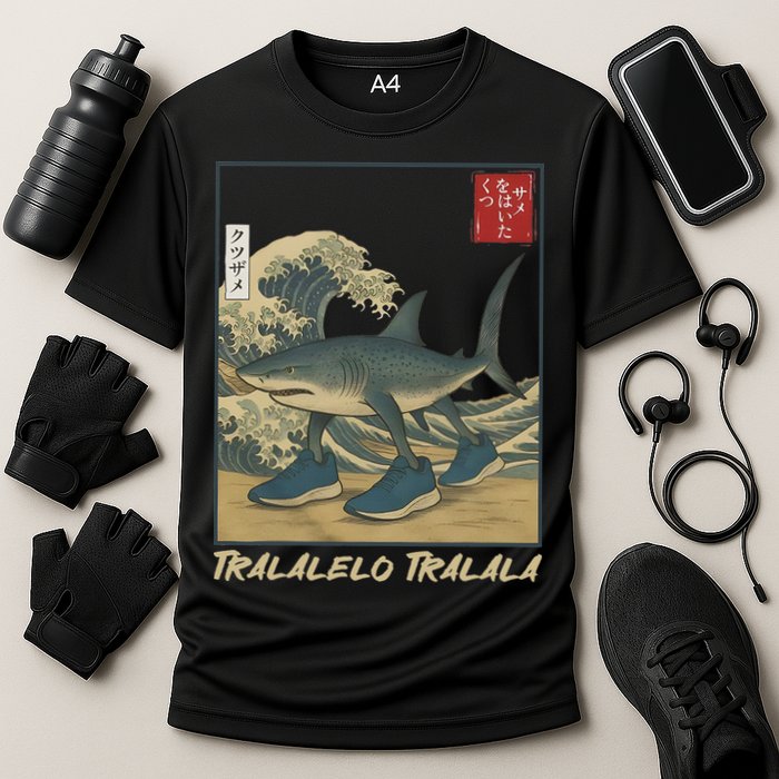 Tralalero Tralala Funny Shark Meme Italian Brainrot Japanese Cooling Performance Crew T-Shirt