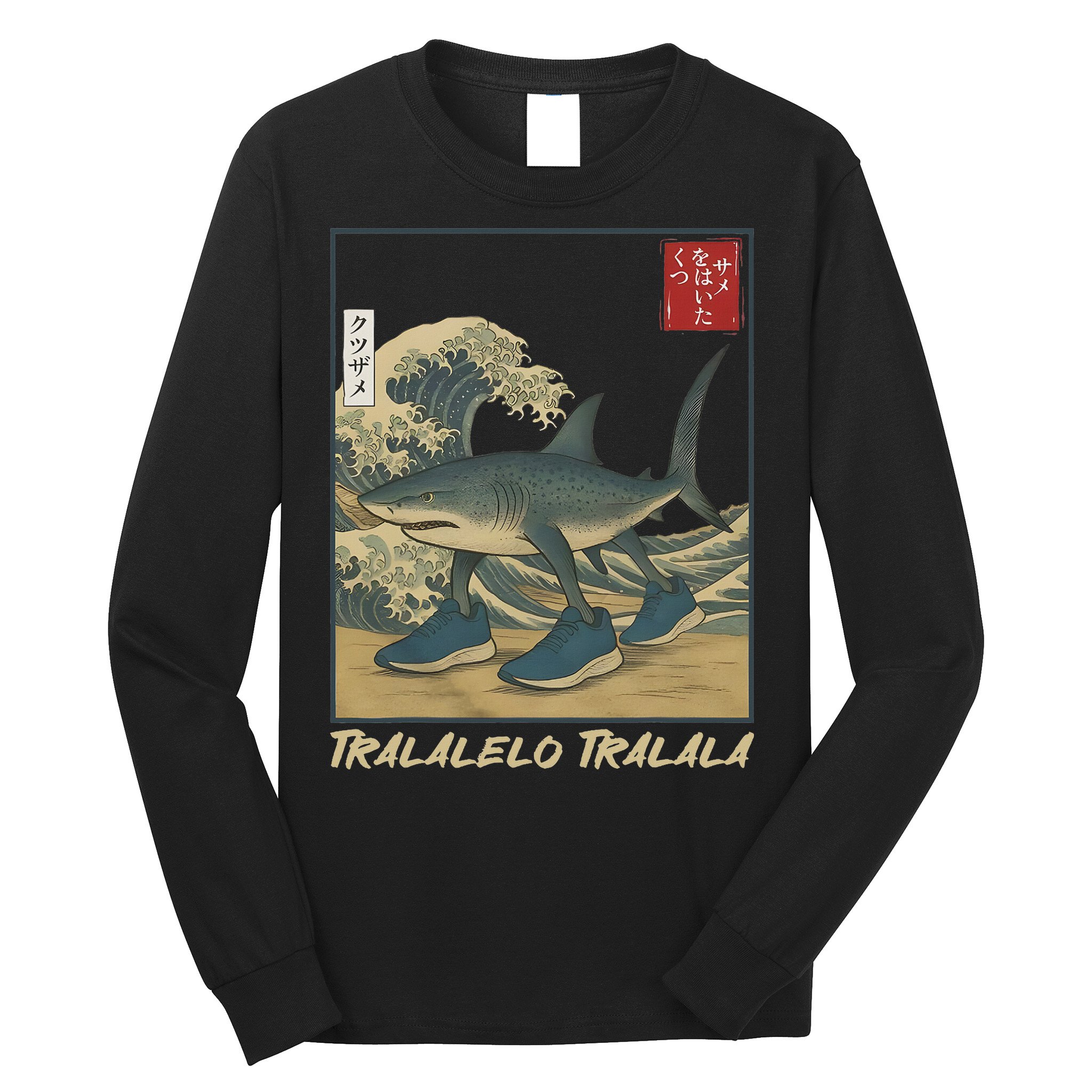 Tralalero Tralala Funny Shark Meme Italian Brainrot Japanese Long Sleeve Shirt