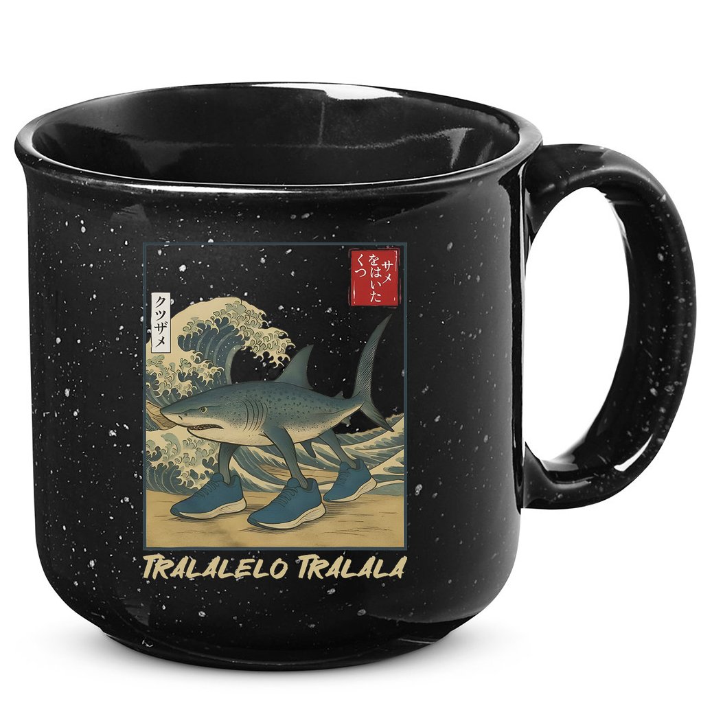 Tralalero Tralala Funny Shark Meme Italian Brainrot Japanese 15oz Campfire Ceramic Mug