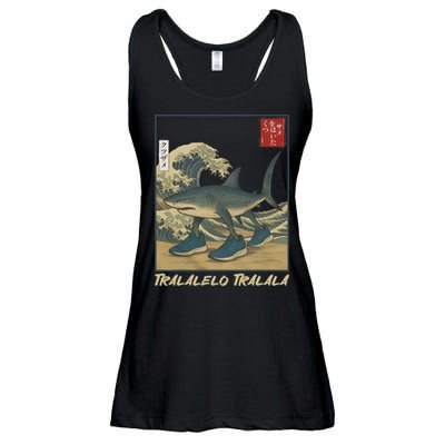 Tralalero Tralala Funny Shark Meme Italian Brainrot Japanese Ladies Essential Flowy Tank