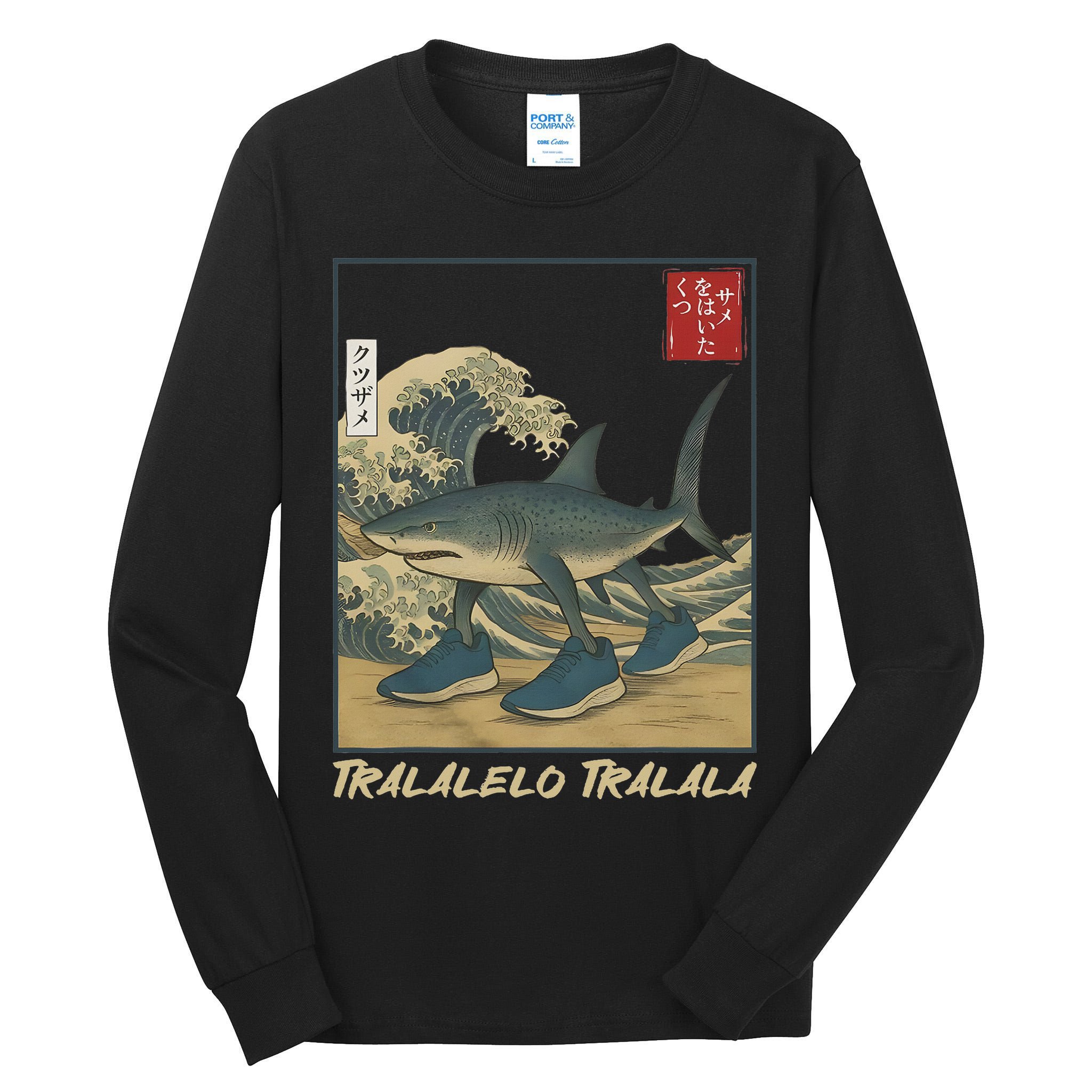 Tralalero Tralala Funny Shark Meme Italian Brainrot Japanese Tall Long Sleeve T-Shirt