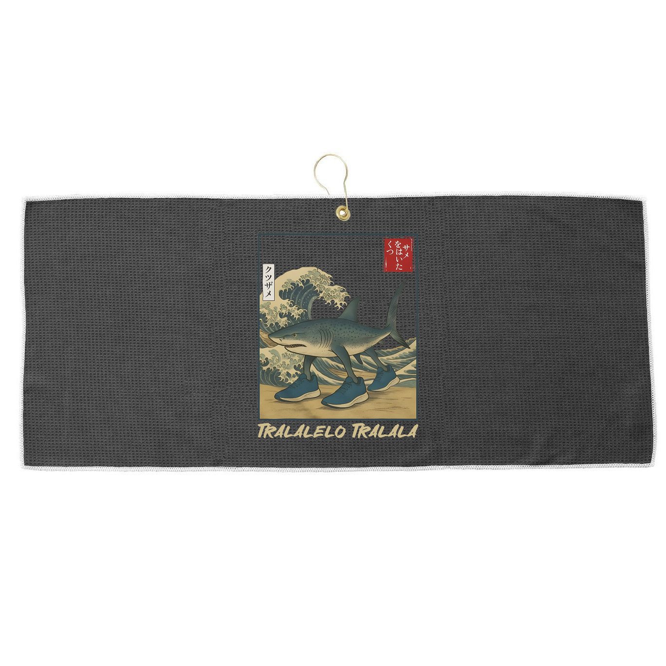 Tralalero Tralala Funny Shark Meme Italian Brainrot Japanese Large Microfiber Waffle Golf Towel