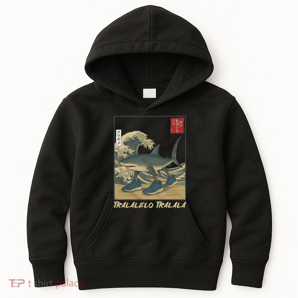 Tralalero Tralala Funny Shark Meme Italian Brainrot Japanese Kids Hoodie