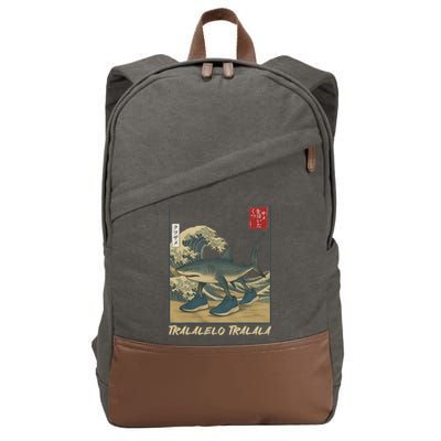 Tralalero Tralala Funny Shark Meme Italian Brainrot Japanese Cotton Canvas Backpack