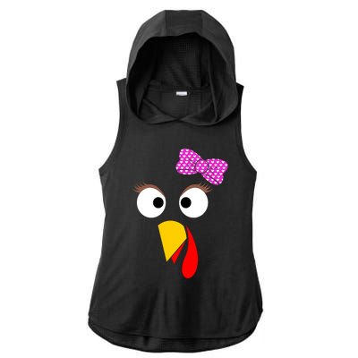 Thanksgiving Turkey Face Girl Ribbon Gift Ladies PosiCharge Tri-Blend Wicking Draft Hoodie Tank