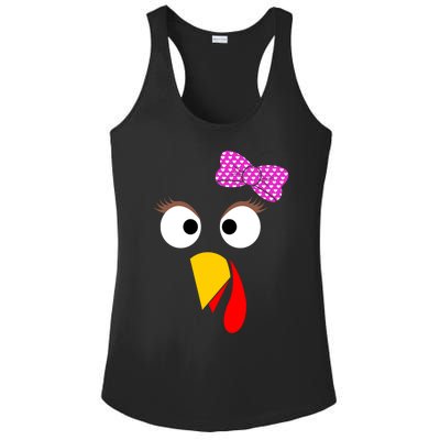 Thanksgiving Turkey Face Girl Ribbon Gift Ladies PosiCharge Competitor Racerback Tank