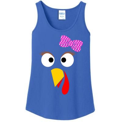 Thanksgiving Turkey Face Girl Ribbon Gift Ladies Essential Tank