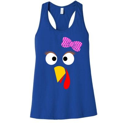 Thanksgiving Turkey Face Girl Ribbon Gift Women's Racerback Tank