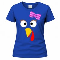 Thanksgiving Turkey Face Girl Ribbon Gift Women's T-Shirt