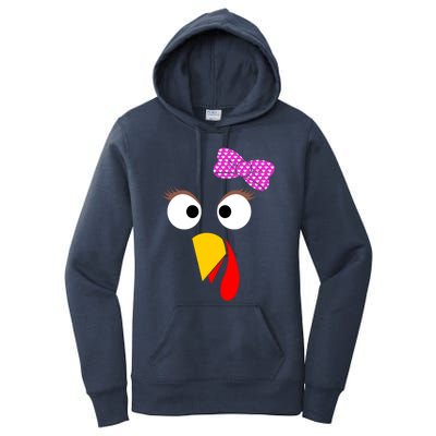 Thanksgiving Turkey Face Girl Ribbon Gift Women's Pullover Hoodie